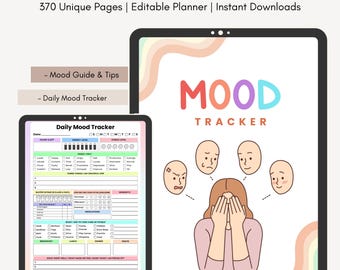365 Tage Stimmungs Tracker digital 2025, Mood habit tracker im Kreis, Stimmungs Tracker für Erwachsene digital, Bullet Journal monatlich