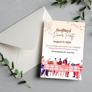 Swiftbird Dinner Party Invitation, Holiday Dinner Party Template, Digital Editable Canva Wedding Template, Instant Download
