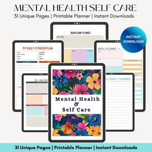 Mental Health Self-Care Planner Growth, Digital Mental health planner, Wellness workbook, Therapy worksheet, Self care tracker, Printable