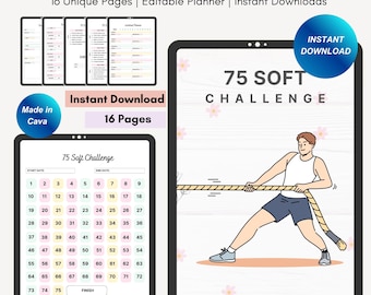 75 Soft Challenge Tracker Printable | Editable Canva Template (PDF)