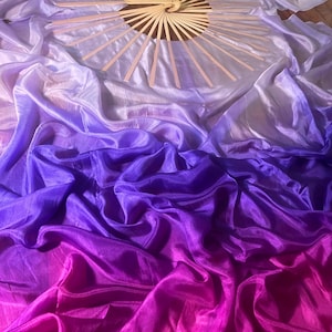 Esmeralda Seidenschleier Fächer • Lavendel + Indigo + Magenta Hand gefärbte Habotai Seide • Natürliche Bambusstäbe • Auf Bestellung • Festival Flow Silks