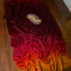 Dragon Queen Silk Veil Fans  • Burgundy + Gold Hand Dyed Habotai Silk  • Natural Bamboo Staves • Made To Order • Performance Flow Silks