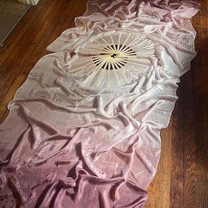 Rapunzel Seidenschleier Fächer • Mauve + Blush handgefärbte Habotai Seide • Natürliche Bambusstäbe • Auf Bestellung • Performance Festival Flow Silks