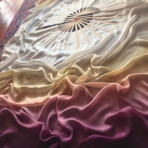 Plum Priestess Silk Veil Fans • Gold + Plum Hand Dyed Habotai Silk • Natural Bamboo Staves • Made To Order • Festival Flow Silks