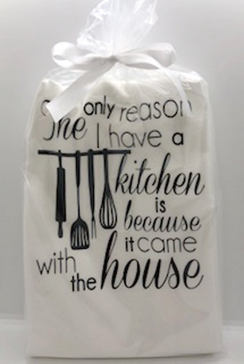 Kitchen Towels With Cute Sayings Flour Sack Towel White Etsy