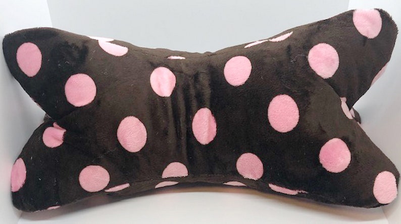 Neck Pillow Minky Fabric Broqn and Pink Circles Print FREE SHIPPING orders 35 dollars or more
