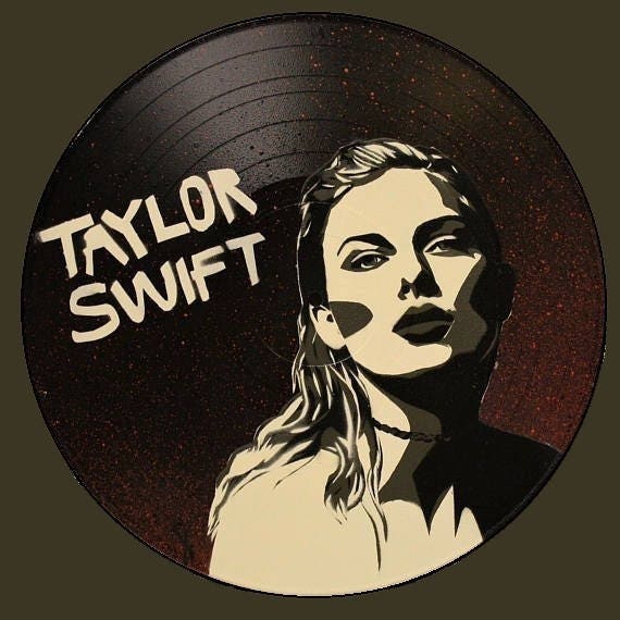 Taylor Swift Reputation Spray Paint Art On Vinyl Record