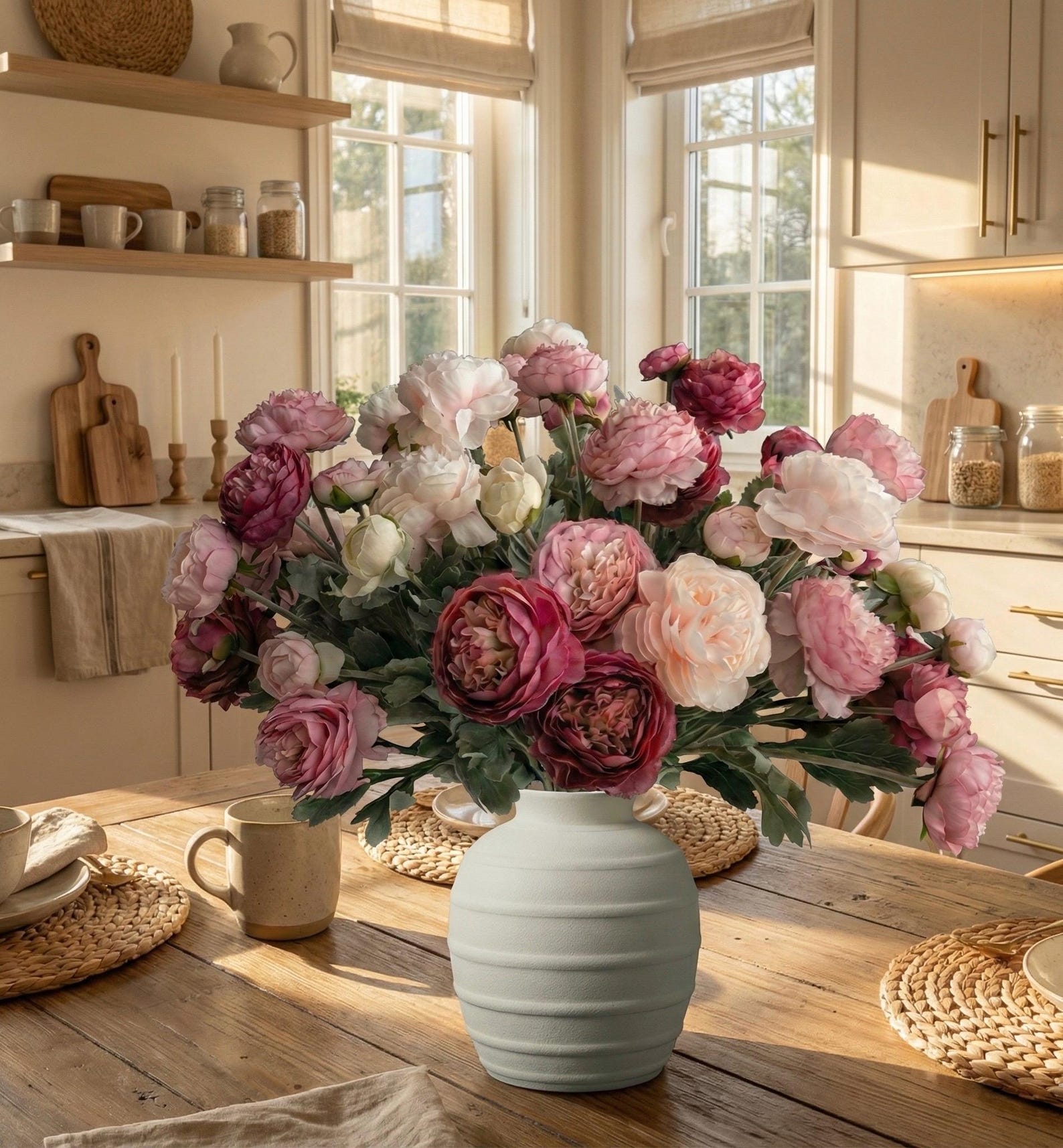 Artificial Raspberry and Light Pink Roses Real Touch Faux Flower ...