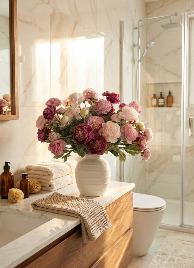 Artificial Raspberry and Light Pink Roses Real Touch Faux Flower ...