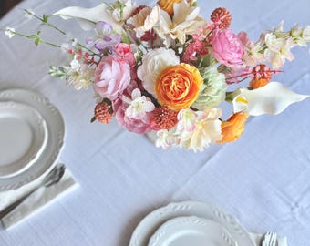 Centerpiece Artificial Flower Arrangement – Peach, Pink & Cream Floral Decor for Dining Table or Coffee Table