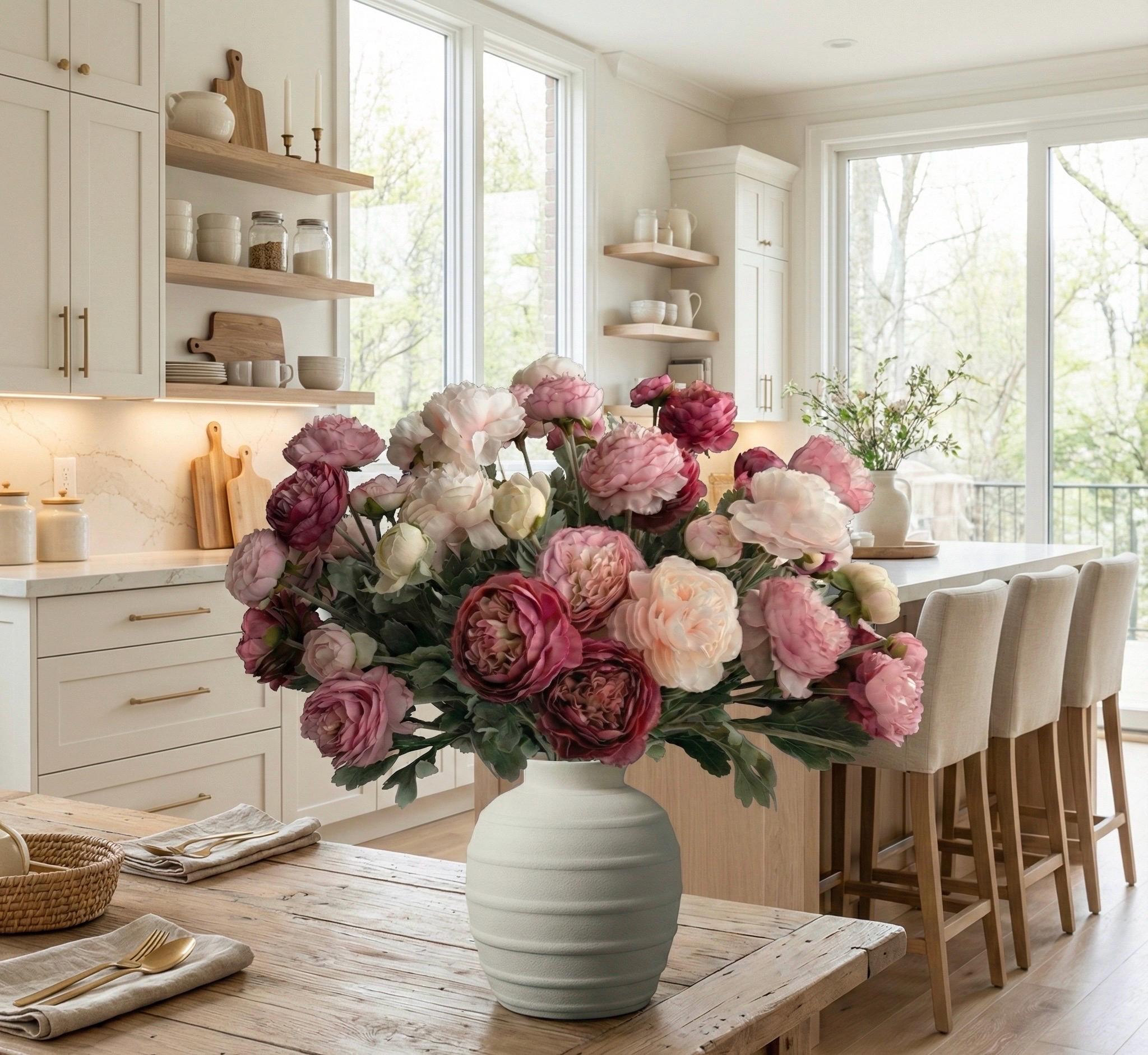 Artificial Raspberry and Light Pink Roses Real Touch Faux Flower ...