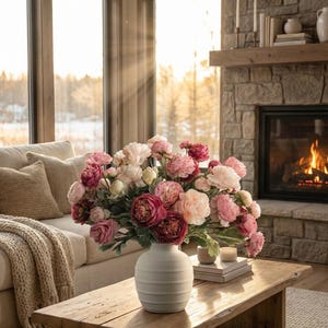 Artificial Raspberry and Light Pink Roses Real Touch Faux Flower ...