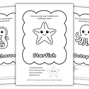 Sea Animal Coloring Pages: Ocean Activity, Ages 3-7 (Printable PDF)
