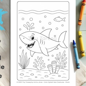 Shark Coloring Page for Kids Ages 3–9 | Printable PDF | Fun Sea Animal Activity | Color Splash Series