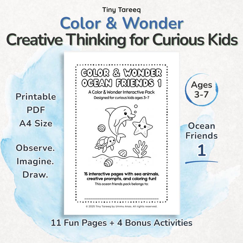 Ocean Friends 1 | Sea Animals Coloring Pack for Kids Ages 3–7 ...