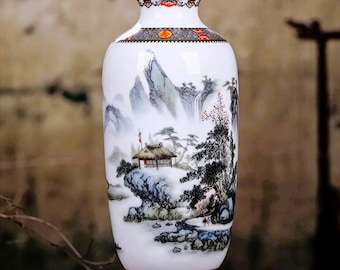 Handmade Ceramic Vases - Vintage Animal Motif Pottery - 25cm Matching Pair