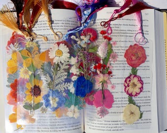 Handmade Pressed Flower Bookmark: Floral Laminated Reading Accessory