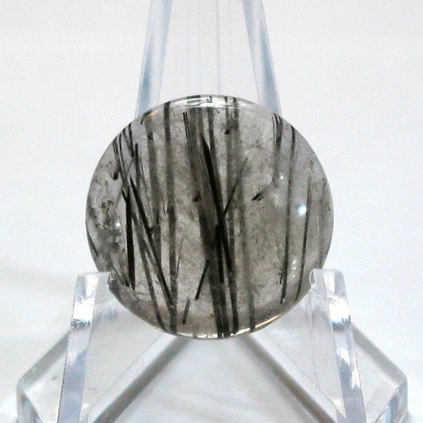 cabochon TOURMALINATED QUARTZ round 20mm disc designer cab