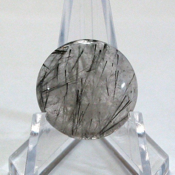 Winter Sale cabochon TOURMALINATED QUARTZ round 20mm disc designer cab