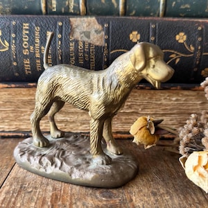 Vintage Solid Brass Dog on Base