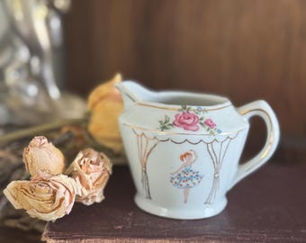 Vintage Porcelian Creamer with Ballerina, Made in Japan