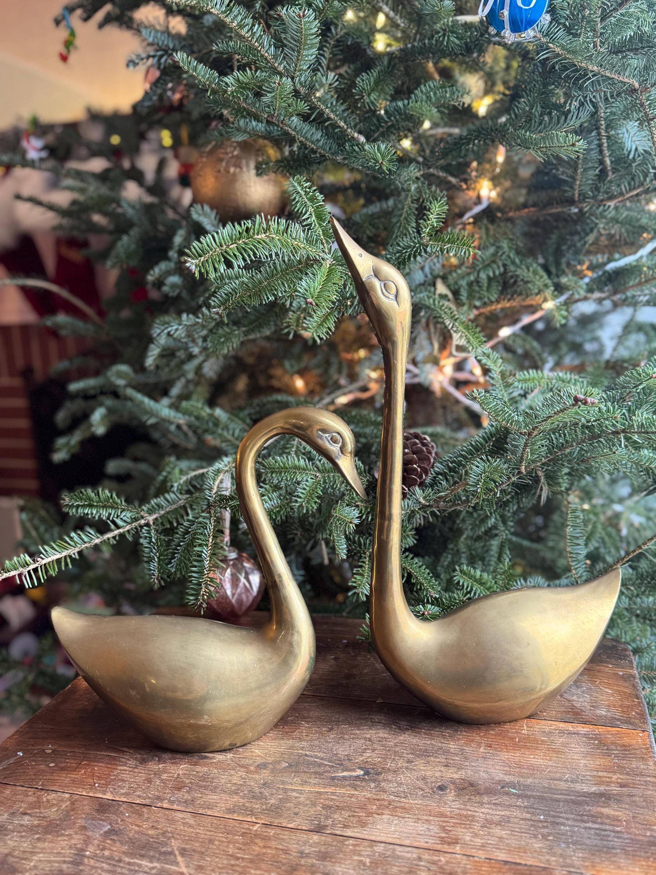 Vintage Set of Brass Swans, LARGE - Etsy