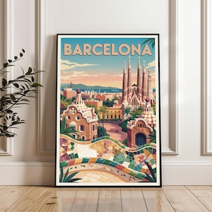 Barcelona Poster, Barcelona Travel Poster, Barcelona Spain Print, Barcelona Wall Art, Barcelona Cityscape Poster, Travel Gift Print