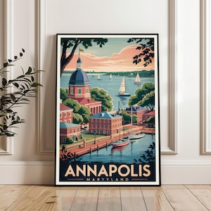 Annapolis Maryland Poster, Annapolis Print, Coastal Wall Art, Maryland Travel Gift, Annapolis Artwork Poster