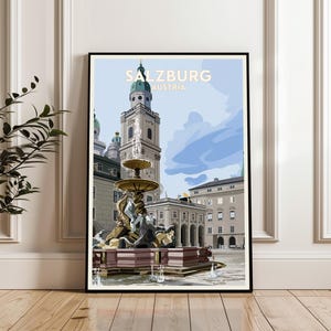Salzburg Poster, Austria Travel Print, Salzburg Austria Wall Art, Salzburg Landscape Poster, Salzburg City Gift, Salzburg Art Lovers