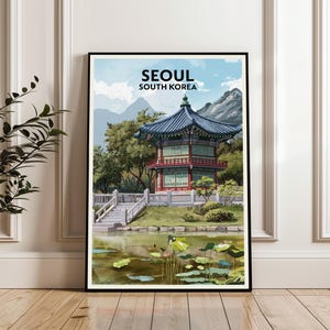 Seoul Poster, Korea Travel Artwork, Korea Art Print, Seoul Landscape Poster, Seoul Wall Art, Seoul City Gift, Seoul Gift Art Lovers