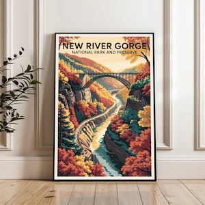 New River Gorge National Park & Preserve Poster, New River Gorge Travel Print, New River Gorge Art, Nature Lover Gift