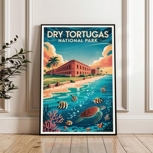 Dry Tortugas Poster, Florida Keys Travel Poster, Dry Tortugas Wall Art, Fort Jefferson Print, Vintage National Park Poster