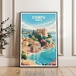 Corfu Poster, Greece Travel Poster, Corfu Greece Print, Corfu Wall Art, Corfu City Gift, Corfu Travel Print, Corfu Art Lovers