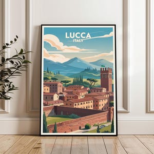 Lucca poster, Italië reisposter, Lucca Italië print, Lucca kunst aan de muur, Lucca landschap print, Lucca City cadeau, Lucca Travel Art