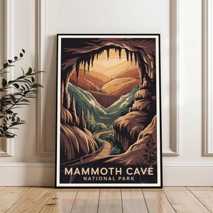 Mammoth Cave National Park Poster, Kentucky Travel Print, Mountain Wall Art, Mammoth Cave Landscape Poster, Nature Adventure Gift