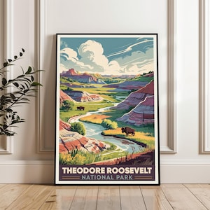 Theodore Roosevelt National Park Poster, North Dakota Travel Wall Art, Theodore Roosevelt Scenic Print, Theodore Roosevelt Travel Gift