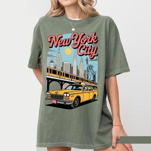 Koszula Retro NYC, Sztuka w stylu vintage NYC, Fantazyjna sztuka NYC, Koszula New York City, Koszula Comfort Colors, Koszula New York City City