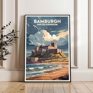 Bamburgh Poster, Bamburgh Travel Poster, Bamburgh England Print, Bamburgh Wall Art, Bamburgh Castle Poster, Travel Gift Print