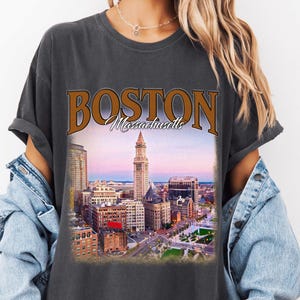 Boston Shirt, Massachusetts Shirt, Comfort Colors T-Shirt, Boston City Shirt, Boston Retro Shirt, Boston Trip, Boston Tee, Citycape Shirt