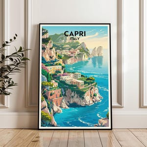 Capri Poster, Italy Travel Poster, Capri Italy Print, Capri Wall Art, Capri Coast Landscape Print, Natural Adventure Gift