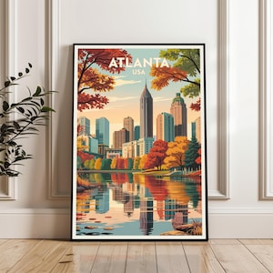 Atlanta Poster, Atlanta Reiseplakat, Atlanta Georgia Druck, Atlanta Wandkunst, Atlanta Stadtbild Plakat, Reise Geschenkdruck