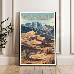 Great Sand Dunes Poster, Great Sand Dunes Travel Poster, Great Sand Dunes National Park Print, Great Sand Dunes Landscape Poster