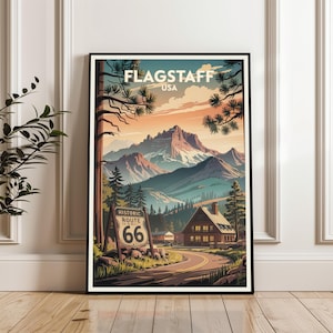 Flagstaff Poster, Flagstaff Arizona Travel Poster, Arizona Landscape Print, Flagstaff Wall Art, Hiking Adventure Poster, Flagstaff Print Art