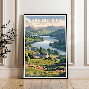 Lake District Poster, Lake District Travel Poster, United Kingdom Print, Lake District Landscape Poster, Nature Adventure Poster