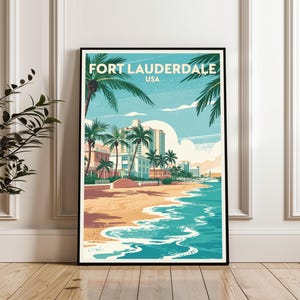 Fort Lauderdale Poster, Florida Travel Poster, Fort Lauderdale Print, Fort Lauderdale Wall Art, Fort Lauderdale Travel Art, Coastal Poster