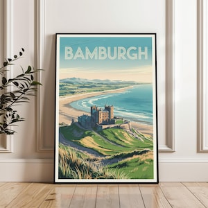 Bamburgh Poster, Bamburgh Travel Poster, Bamburgh England Print, Bamburgh Wall Art, Bamburgh Castle Poster, Travel Gift Print