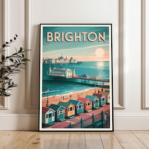 Brighton Poster, Brighton Travel Poster, Brighton England Print, Brighton Wall Art, Brighton Landscape Poster, Travel Gift Print