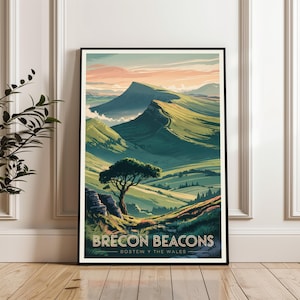Brecon Beacons Poster, Brecon Beacons Travel Poster, Wales Print, National Park Wall Art, Scenic Landscape Print, Hiking Travel Gift