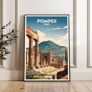 Pompeii Poster, Italy Travel Poster, Pompeii Italy Print, Pompeii Wall Art, Pompeii Landscape Print, Pompeii City Gift, Beach Wall Art