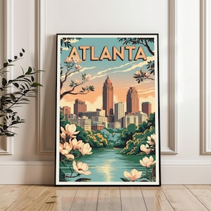 Atlanta Poster, Atlanta Travel Poster, Atlanta Georgia Print, Atlanta Wall Art, Atlanta Cityscape Poster, Travel Gift Print